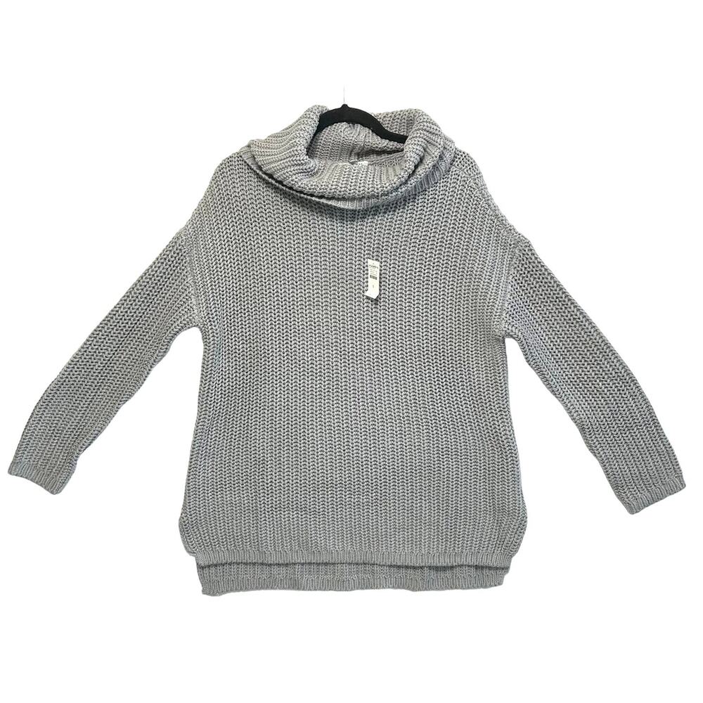 Haven Chunky Knit Funnel Neck Sweater NWT Womens Sz S Gray Pullover Relaxed Fit